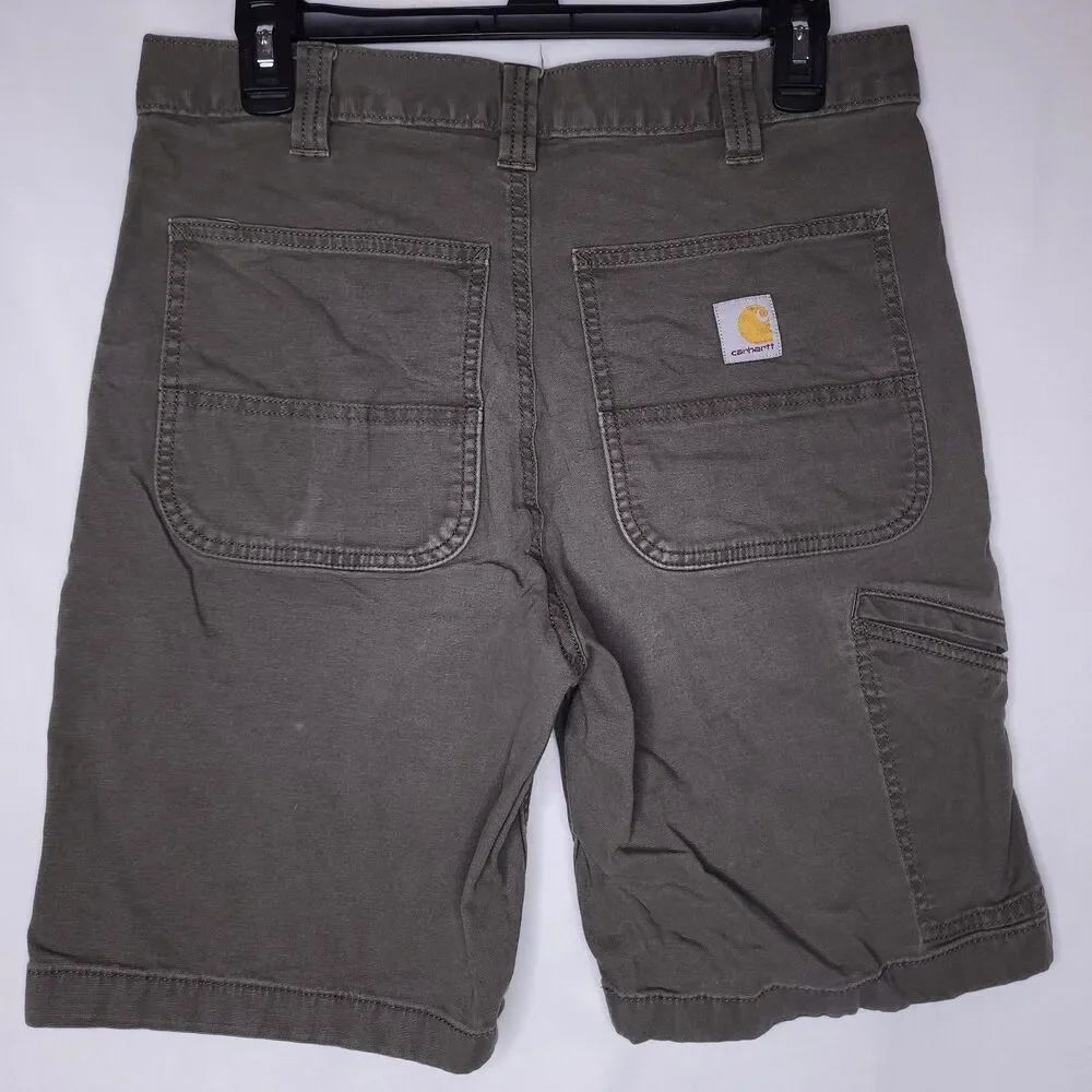 Carhartt Shorts Mens 32 Green Canvas Rugged Flex Relaxed Fit BS2514